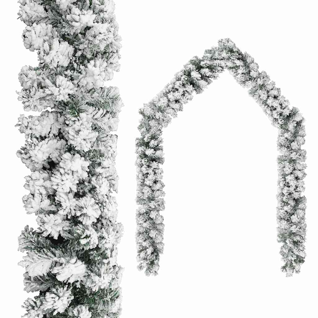 5 meter Christmas snow garland with green PVC and festive gold red balls Main image