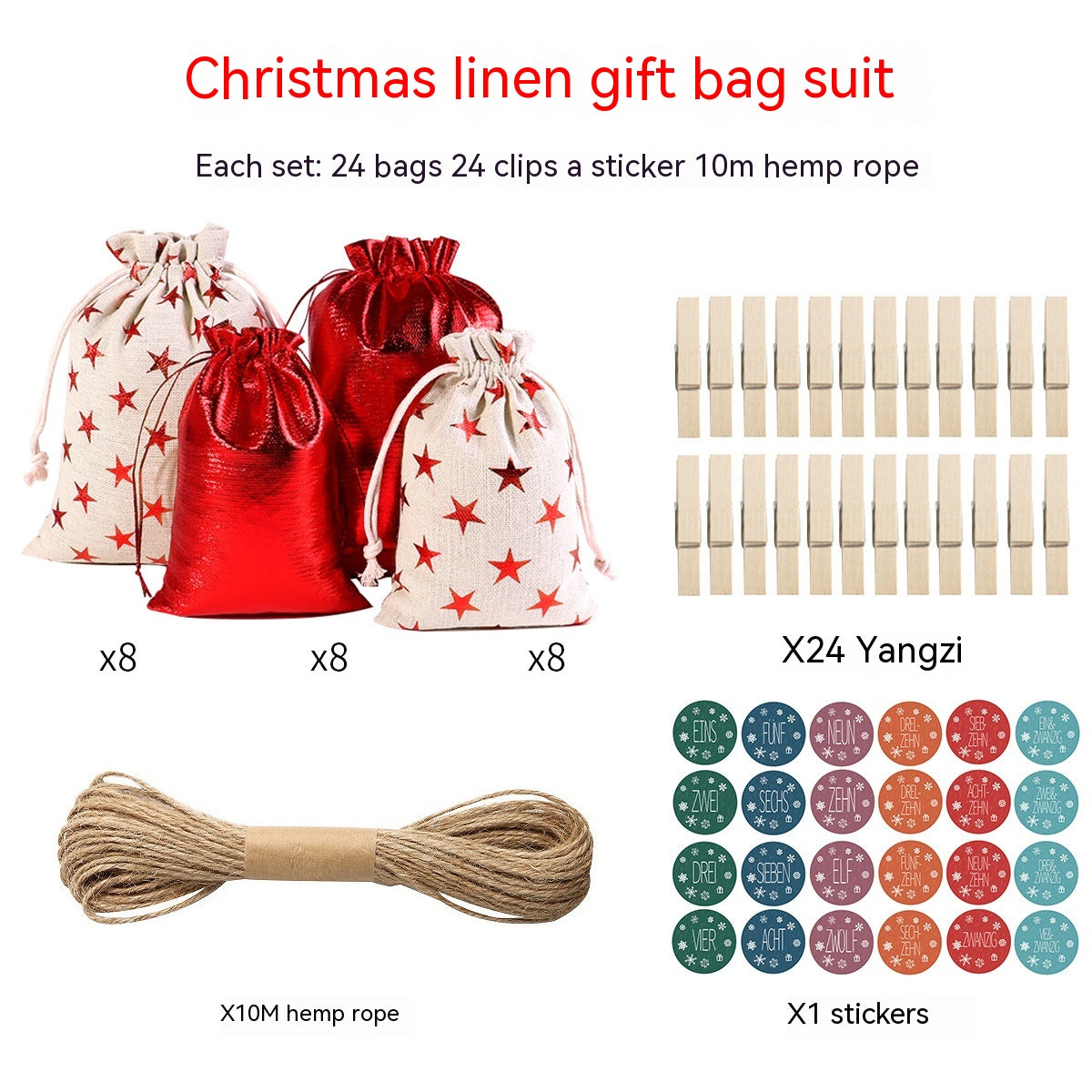 Gilding Christmas Cloth Bag Gift Kit - 24 Pieces - Christian Home Decor