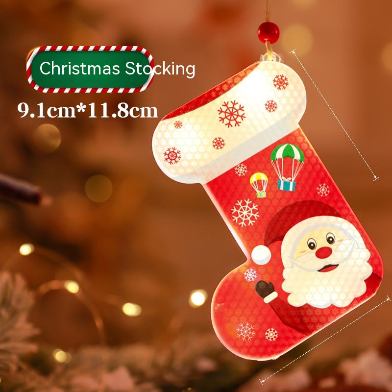 Close-up of colorful Christmas tree shaped light decoration