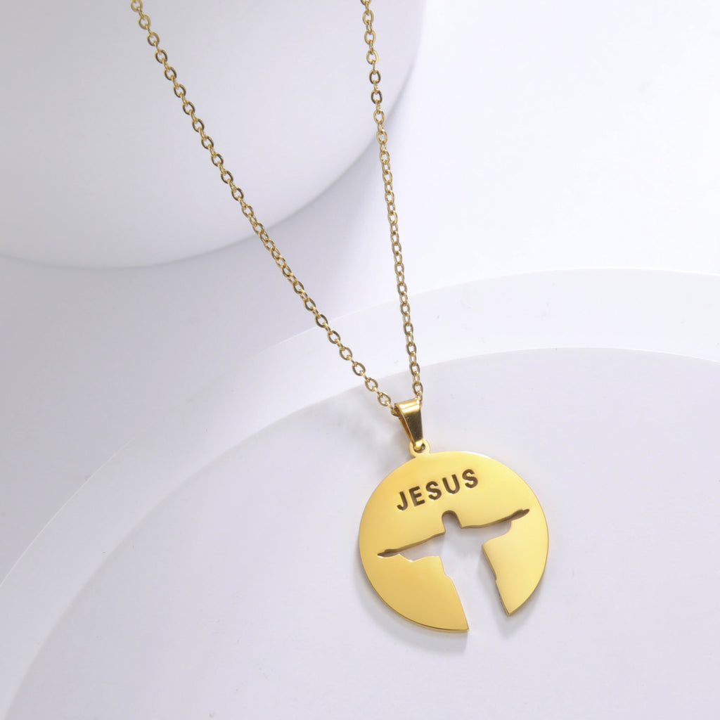 Jesus Silhouette Hollow Pendant Necklace - Christian Jewelry