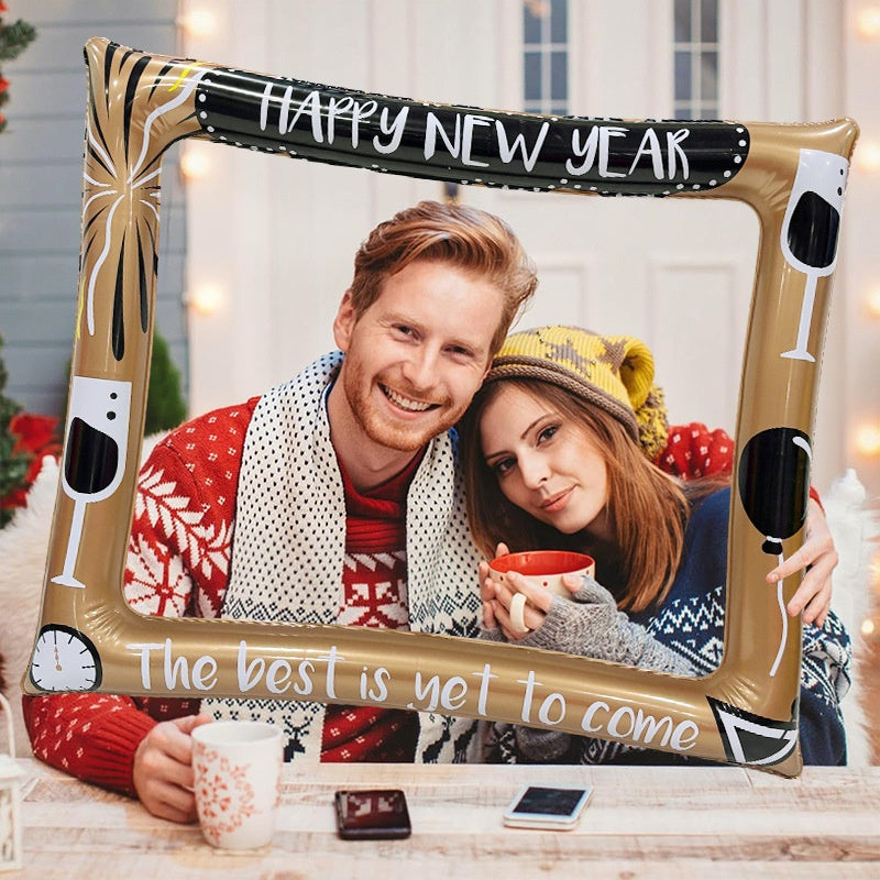Festive Christmas inflatable photo frame decoration for holiday celebrations