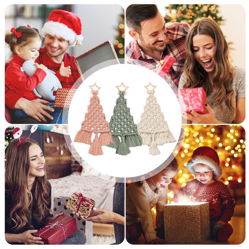 Christmas tree macrame kit with cotton rope for handwoven craft projects