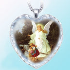 Close-up of heart pendant with reflective metal finish