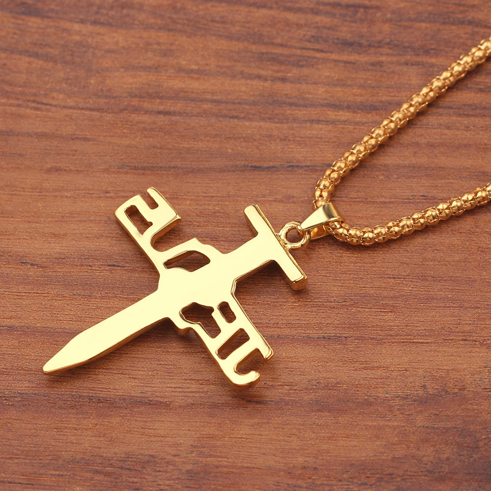 Religious cross pendant necklace with Jesus inscription
