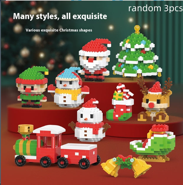 Assembled snowman figure made from plastic diamond-shaped building blocks