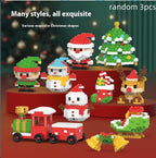 Assembled snowman figure made from plastic diamond-shaped building blocks