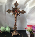 Set of baroque style crucifix ornaments in multiple finishes