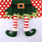 Classic Christmas tree skirt with red white polka dot design for holiday celebrations