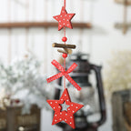 Polka dot wooden pendant hanging on Christmas tree