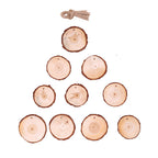 Assorted view of solid wood decoration pendants with hemp rope