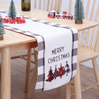 Snowman design table flag in rich red and white Christmas colors