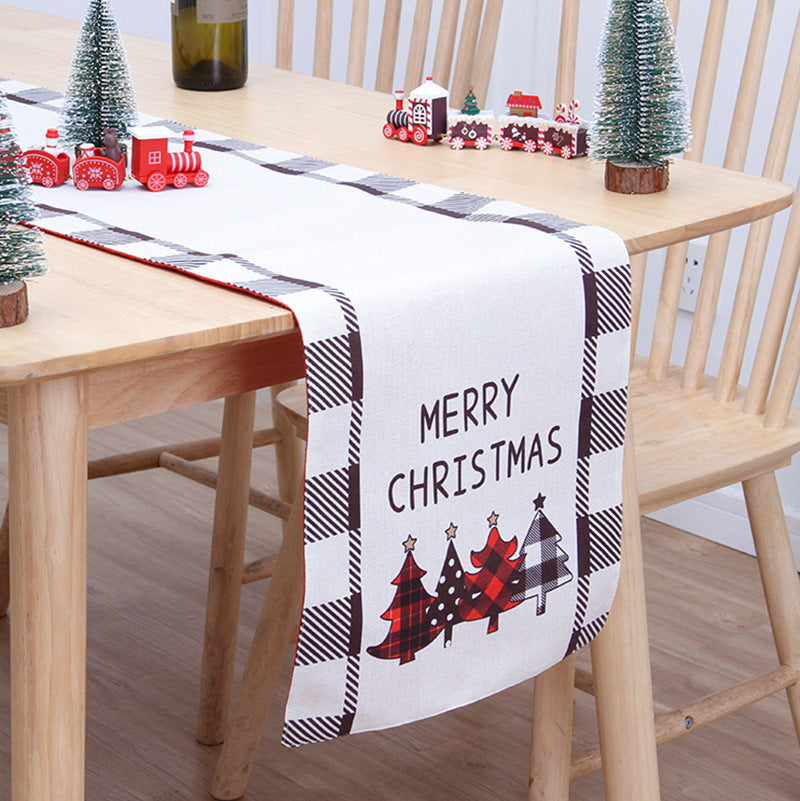 Snowman design table flag in rich red and white Christmas colors