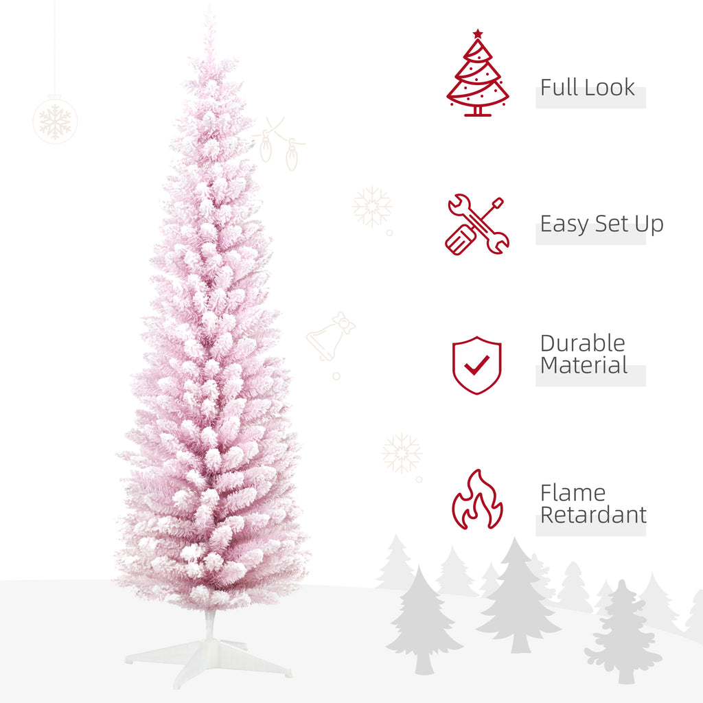 Section assembly view of the 7ft pink Christmas tree with metal stand