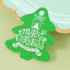 Christmas round Santa Claus gift tag on festive background