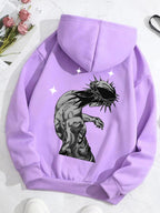 Gray Jesus letter print hoodie for women