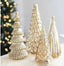 Set of 5 glazed Christmas tree ornaments with elegant gold finish for holiday decor