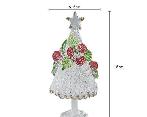 Close-up of red flower Christmas tree design in glass
