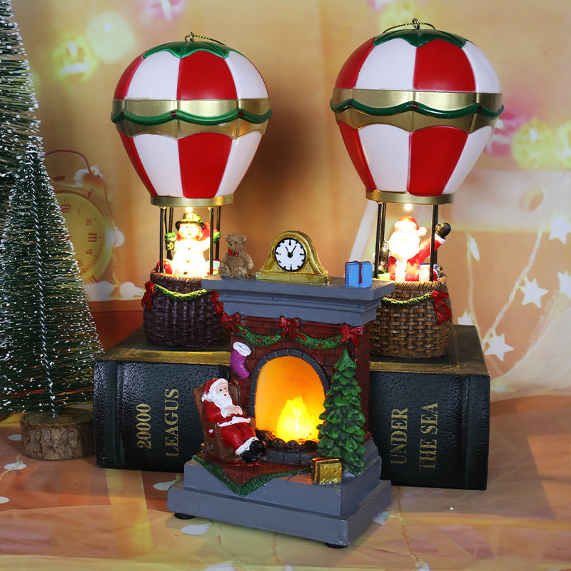 Close-up view of resin snowman ornament with gentle glow effect