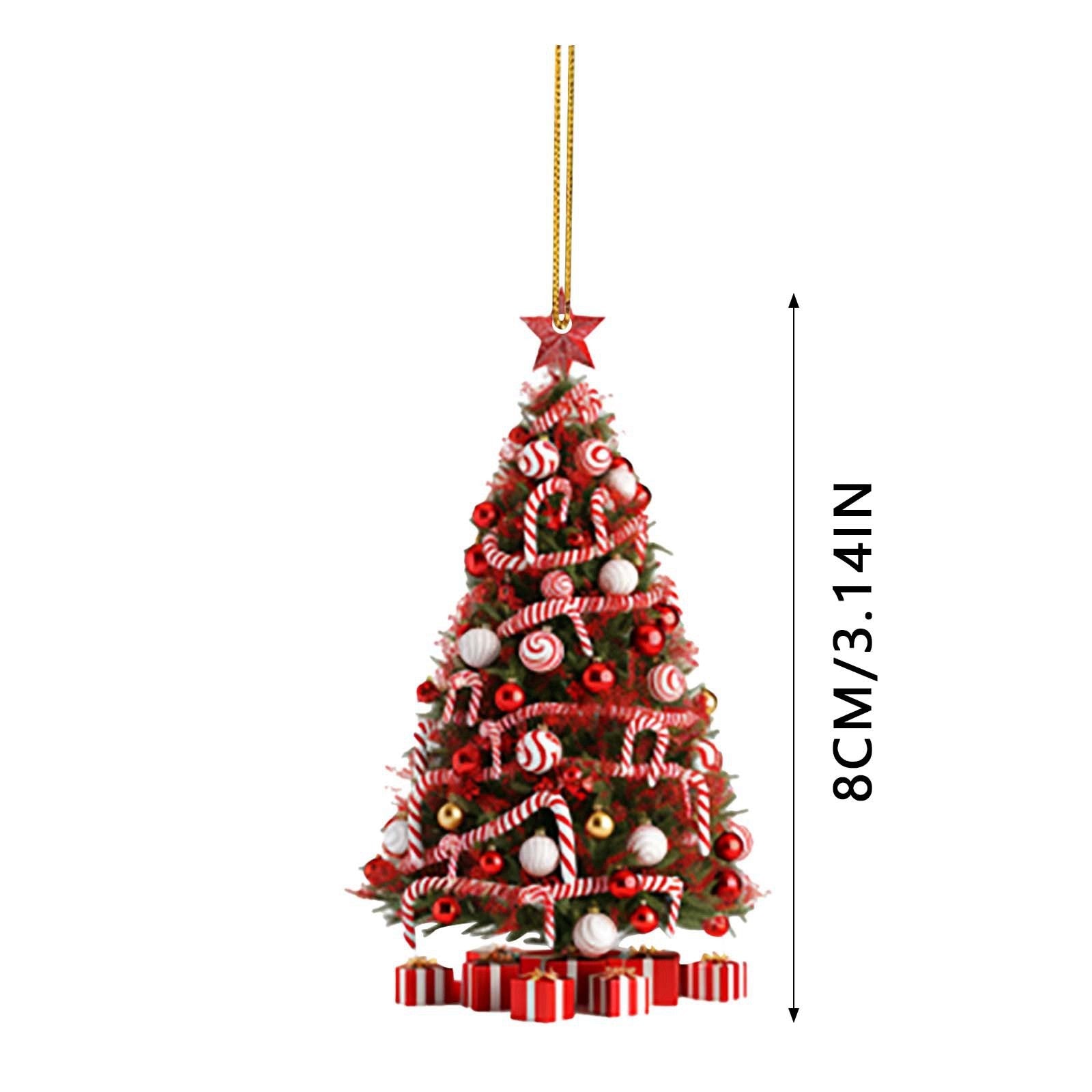 Colorful acrylic Christmas tree pendant with modern art design, perfect for faith-based Christmas gifts