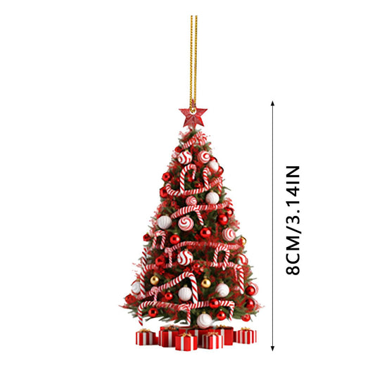 Colorful acrylic Christmas tree pendant with modern art design, perfect for faith-based Christmas gifts