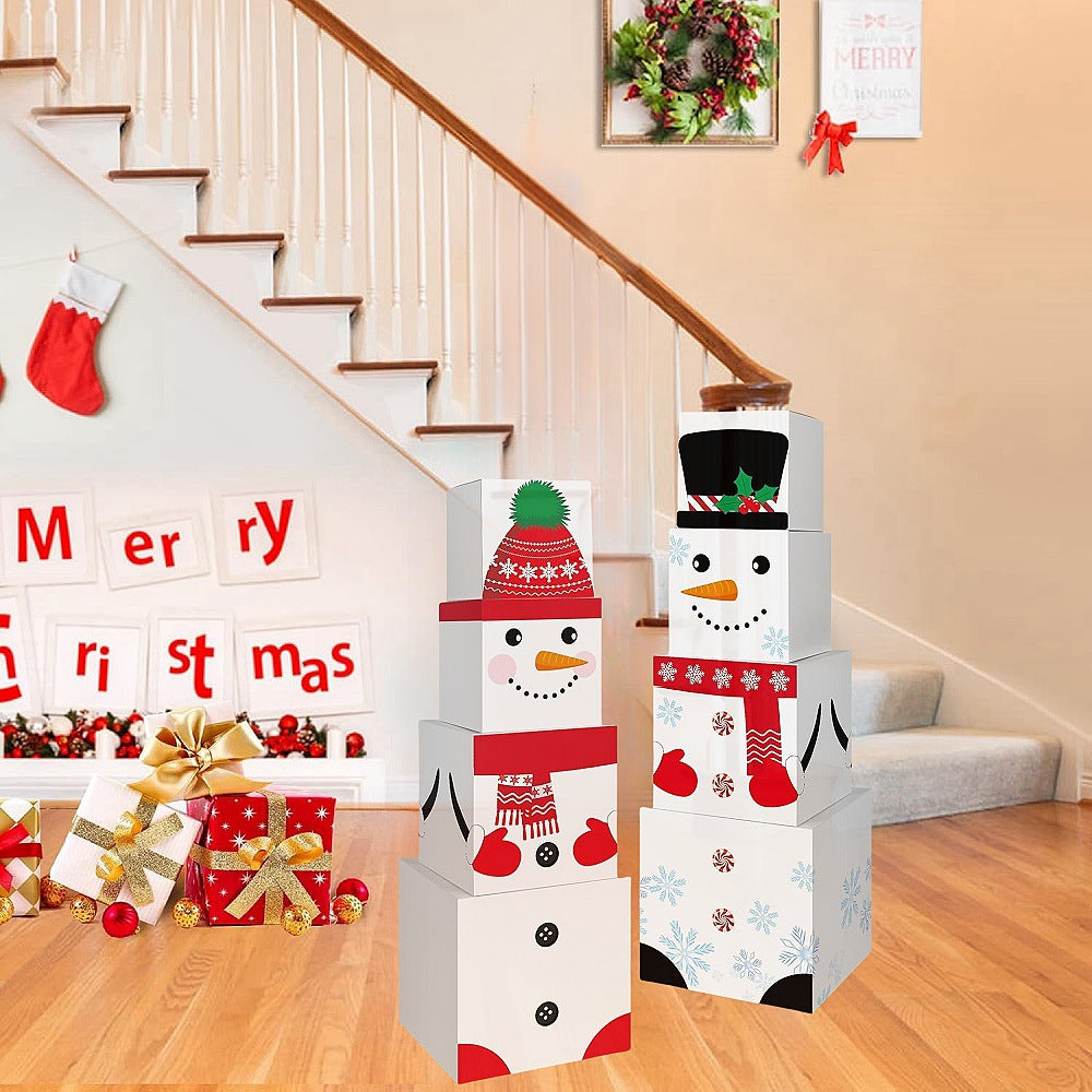 Charming snowman decorative boxes set for Christmas party atmosphere