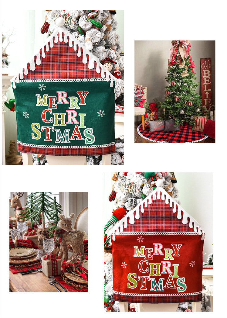 Christmas English alphabet chair cover in festive green for holiday dining decor