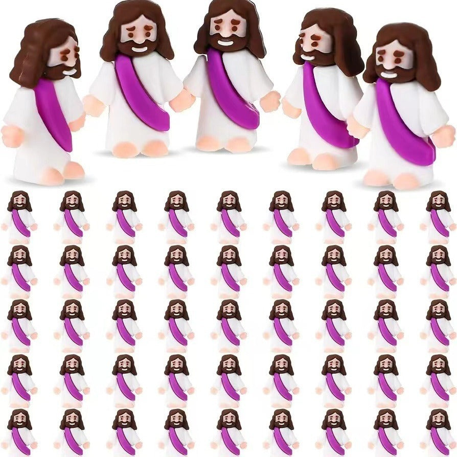 Yellow Mini Jesus figurines highlighting colorful resurrection decor