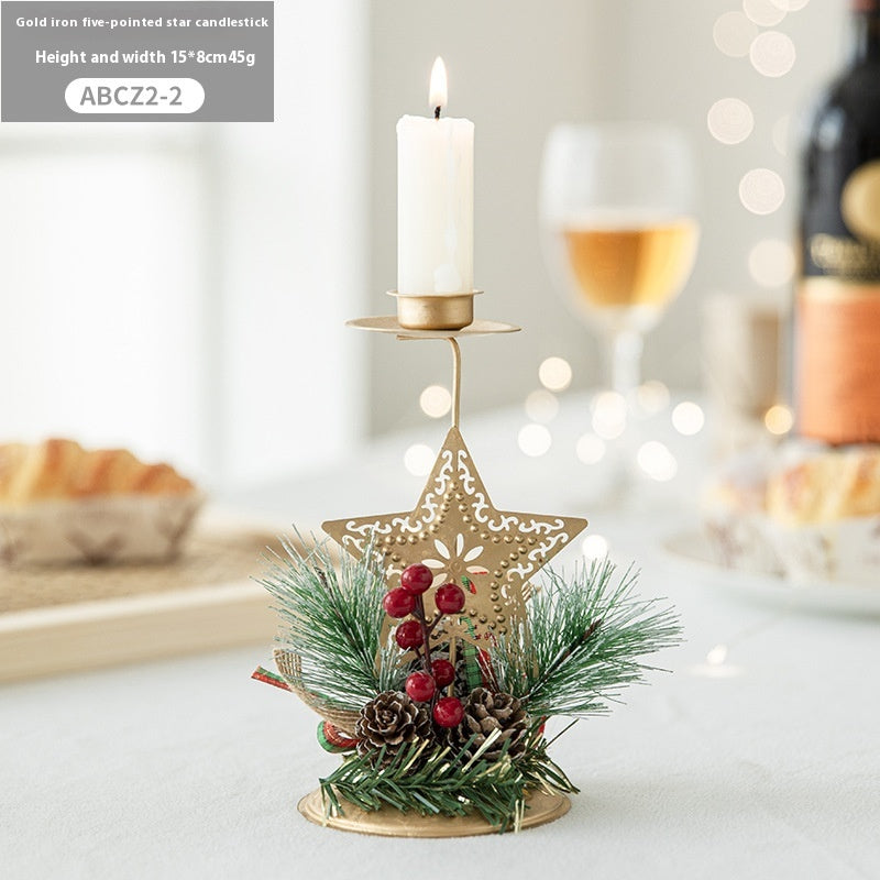 Christmas candlestick decoration displayed on windowsill