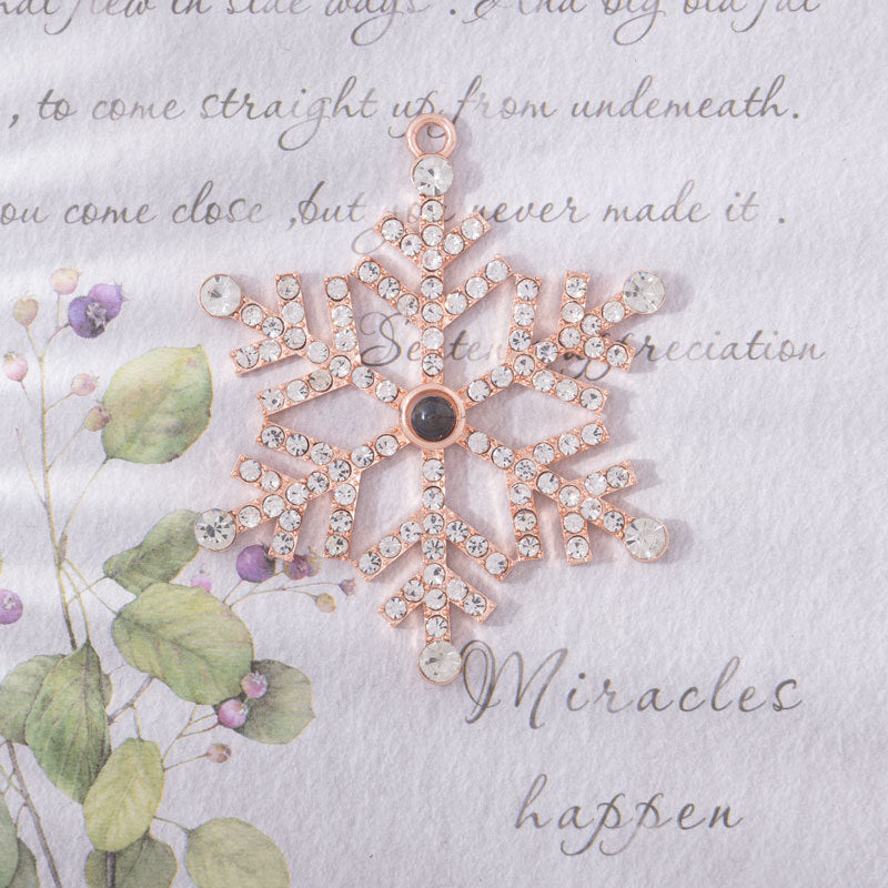 Snowflake projection pendant necklace in silver-tone finish Main image