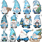 Assorted wooden Christmas ornaments hanging together - Christmas Ornament Set