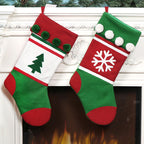 Wool cloth Christmas stocking gift bag with decorative snowflake embellishments