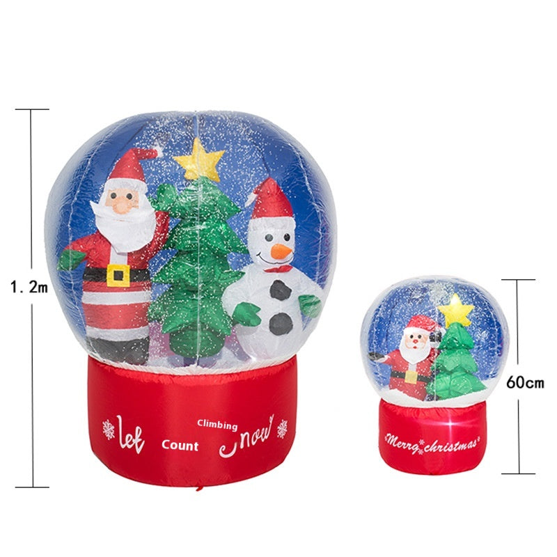 Christmas yard decoration featuring cheerful snowman and elk figures