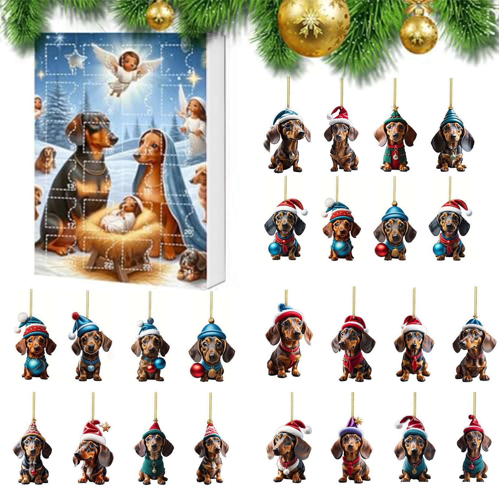 Seasonal acrylic decoration with Christmas countdown theme