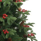 Artificial Christmas tree with cones and berries in a warm holiday room setting