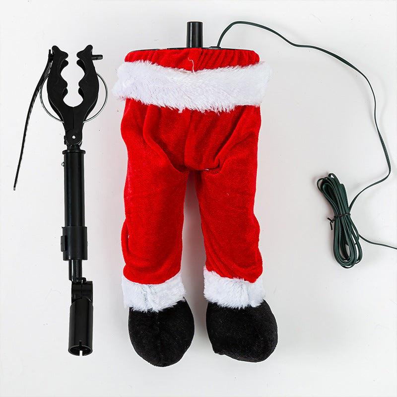Festive Christmas leg decoration in solid red with plastic and cloth materials for holiday display