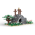 Building block tomb set showing the stone entrance and walls