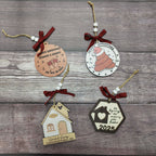 Natural wood pendant with Christmas design representing quiet devotion and festive tradition