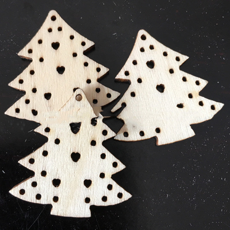 Assorted Christmas series wood pendants arranged as hanging ornaments