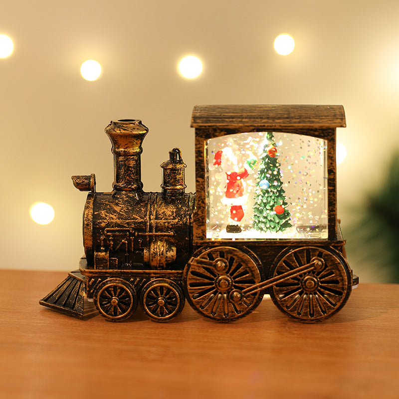 Set of Christmas train decorations with protective packaging