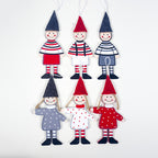 Set of two wooden Christmas ornaments in festive holiday colors