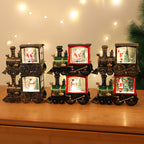 Festive Christmas train ornament with warm lighting effect