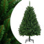 Green folding artificial Christmas tree with metal stand decorated for Christmas - Christmas Home Decor