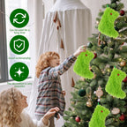 Festive plush Christmas stocking ornament in red and green holiday color scheme