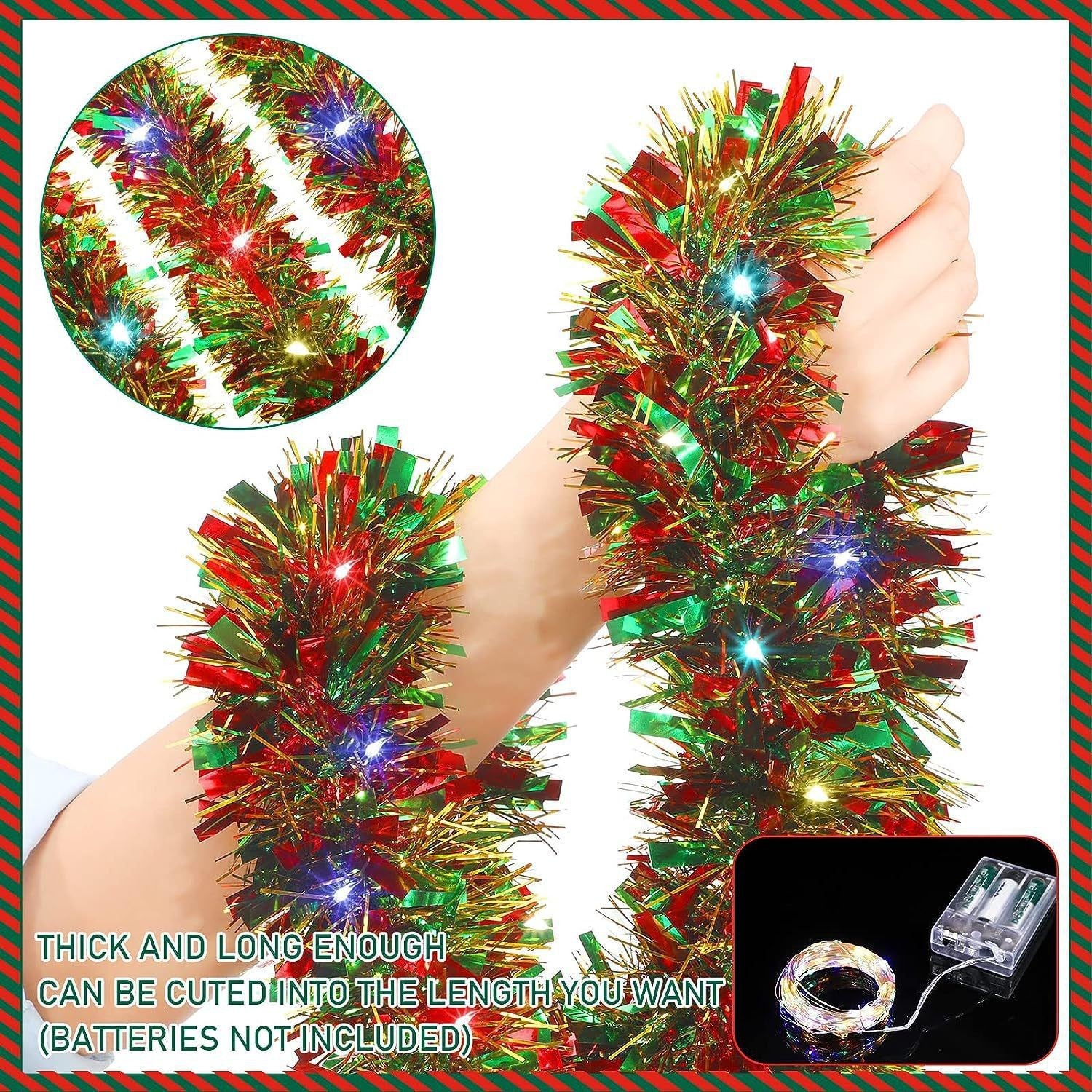 Colorful Christmas ribbon lights for holiday decorating
