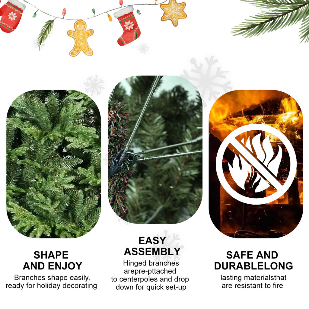 Artificial green tree branches ready for garlands and ornaments during Christmas