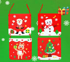 Christmas sock-shaped gift bags in red and green