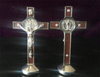 Devotional St Benedict ornament featuring traditional religious artwork
