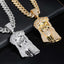 Gold-plated Jesus head pendant necklace displayed on dark background - Christian jewelry