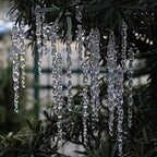 Group of 12 clear ice bar pendants showing faceted design details