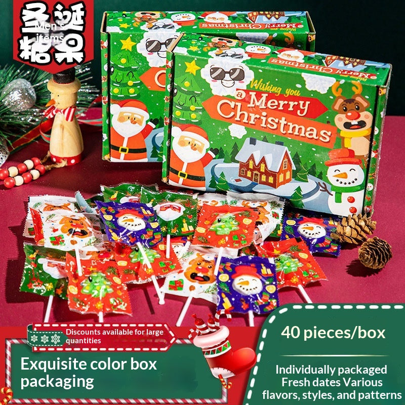 Holiday treat box with lollipop and marshmallow set